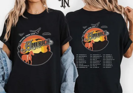 Discover Vintage America Band Encore Tour 2025 Dates Gif For Fan Tour Inspired T-Shirt