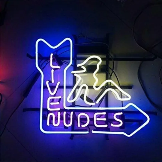 Discover Live Nudes Girl Arrow Neon Sign, Glass Light for Bars and Events