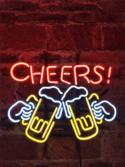 Discover Cheers Beer Mugs Neon Sign Light Lamp for Bar Pub Real Glass