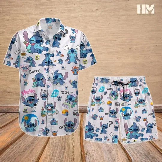 Discover Disney Stitch Aloha Hawaiian Shirt And Shorts,  Lilo And Stitch Tshirt, Cute Stitch Tropical Shirt Men
