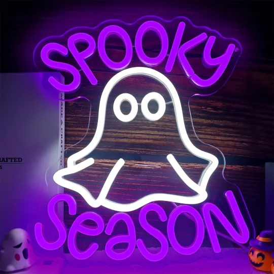 Discover Spooky Season Halloween Neon Sign LED Wall Light Holiday Decor