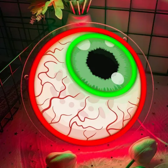 Eyeball Neon Sign for Wall Decor Dimmable Halloween Haunted House Man Cave