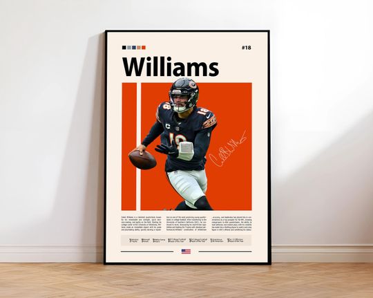 Caleb Williams Poster, Chicago Print, football Poster, Sports Poster, football Fans, Football Poster, football Wall Art, Sports Bedroom Posters