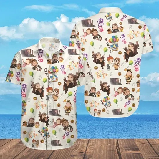 Carl And Ellie Hawaiian Shirt, Disney Up Movie Hawaiian Shirt, Romantic Couple Shirt, Disney Pixar Up Couple Beach Shirt, Valentine's Day Gift