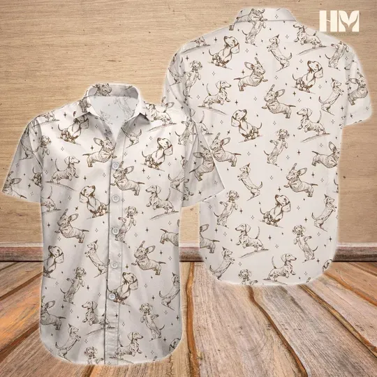 Dachshund Dog Hawaiian Shirt, Dog Lover Shirt For Her, Dachshund Hawaiian Shirt, Dog Lover Gift, Animal Love Shirt