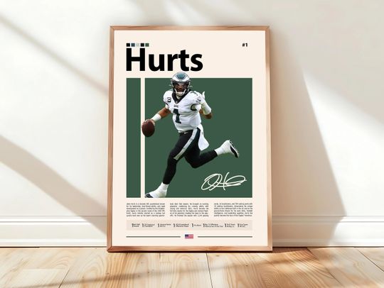 Discover Jalen Hurts Poster, Philadelphia Poster, football Poster, Sports Poster, Football Poster, football Wall Art, Sports Bedroom Posters