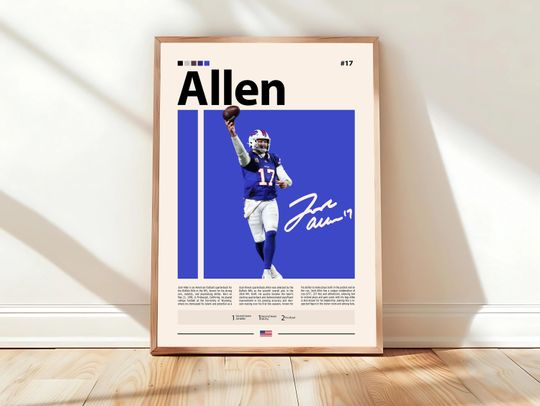 Josh Allen Poster, Buffalo Poster, football Poster, Sports Poster, football Fans, Football Poster, football Wall Art, Sports Bedroom Posters