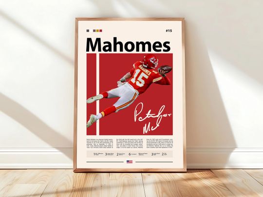 Patrick Mahomes Poster, Kansas City Poster, football Poster, Sports Poster, Football Poster, football Wall Art, Sports Bedroom Posters