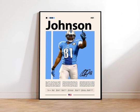Discover Calvin Johnson Poster, Detroit Print, football Wall Art, Football Player Decor, Lions Fan Gift, Sports Bedroom, Man Cave Print