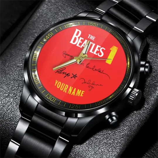 Discover The Beatles Custom Black Stainless Steel Watch – Perfect for Music Fans