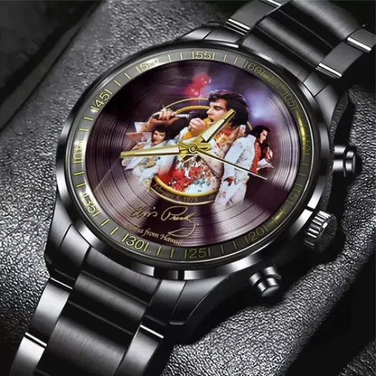 Discover Elvis Pr.esley Black Watch – Personalized Stainless Steel Collectible for Fans