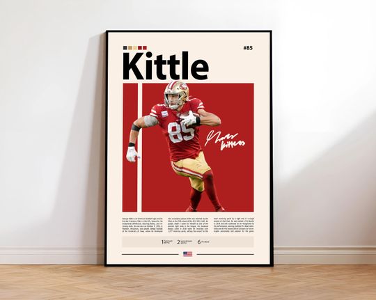 Discover George Kittle Poster, San Francisco Print, football Wall Art, Football Player Decor, 49ers Fan Gift, Sports Bedroom, Man Cave Print