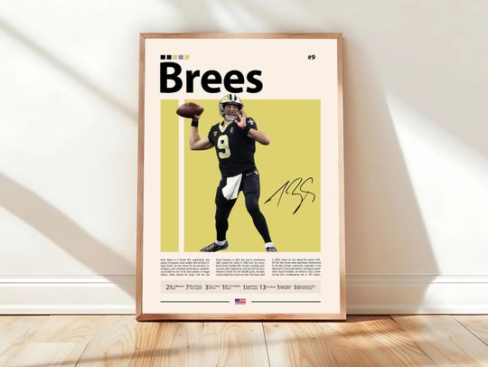 Drew Brees Poster, New Orleans Print, football Poster, Sports Poster, football Fans, Football Poster, football Wall Art, Sports Bedroom Posters