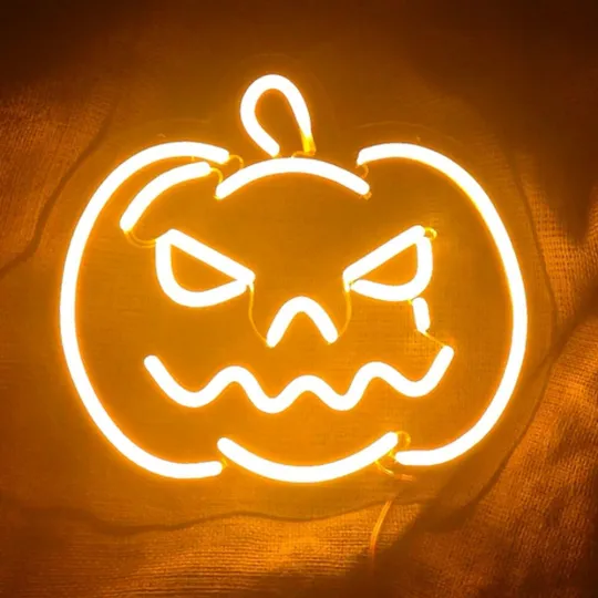 Halloween LED Pumpkin Neon Sign Dimmable Wall Art Decor