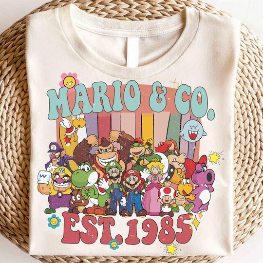 Super Mario Co. 1985 Shirt, Super Mario Family Shirt, Princess Peach Star Shirt, Princess Peach Mario