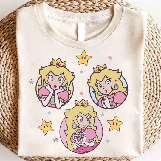 Discover Peach Princess T-Shirt, Gamer Girl Nintendo Tee, Cute Kawaii Pink Princess Shirt, Retro Gaming Aesthetic Shirt, Mario Lover Gift,Mario Shirt
