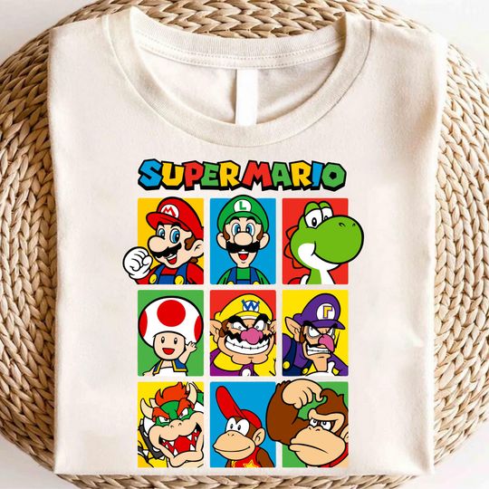 Super Mario Family T-Shirt, Super Mario Character Shirt, Super Mario Birthday Party Shirt, Mario & Friends Party Shirt