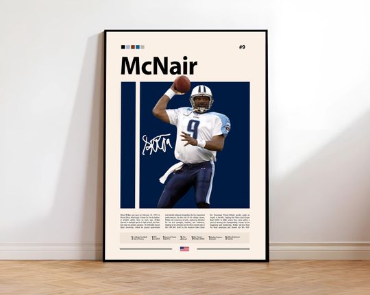 Steve McNair Poster, Tennessee Print, football Poster, Sports Poster, football Fans, Football Poster, football Wall Art, Sports Bedroom Posters