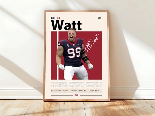Discover J. J. Watt Poster, Houston Texans Print, football Poster, Sports Poster, football Fans, Football Poster, football Wall Art, Sports Bedroom Posters
