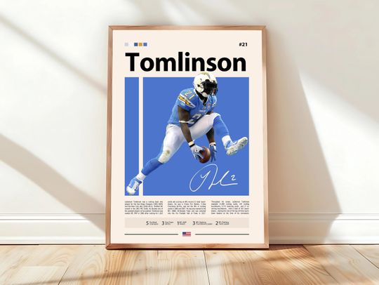 LaDainian Tomlinson Poster, San Diego Print, football Poster, Sports Poster, Football Poster, football Wall Art, Sports Bedroom Posters