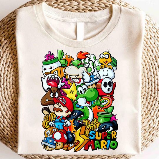Super Mario Family T-Shirt, Super Mario Character Shirt, Super Mario Birthday Party Shirt, Mario & Friends Party Shirt