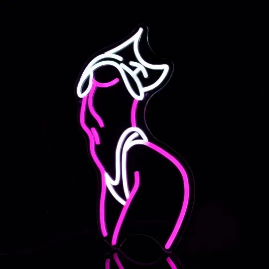 Lady Neon Sign Wall Decor Pink & White LED Electric Sign for Preppy Style