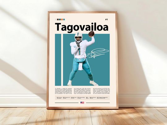 Tua Tagovailoa Poster, Miami Print, football Poster, Sports Poster, football Fans, Football Poster, football Wall Art, Sports Bedroom Posters