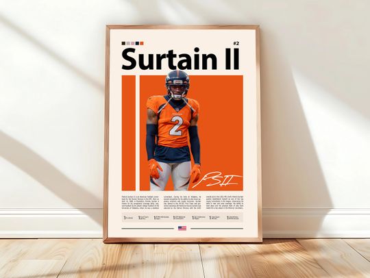 Discover Patrick Surtain II Poster, Denver Print, football Wall Art, Football Player Decor, Broncos Fan Gift, Sports Bedroom, Man Cave Print