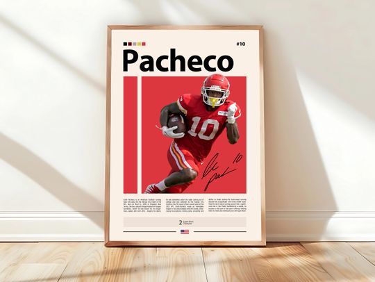 Discover Isiah Pacheco Poster, Kansas City Print, football Poster, Sports Poster, football Fans, Football Poster, football Wall Art, Sports Bedroom Posters