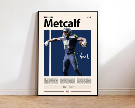Discover DK Metcalf Poster, Seattle Print, football Wall Art, Football Player Decor, Seahawks Fan Gift, Sports Bedroom, Man Cave Print