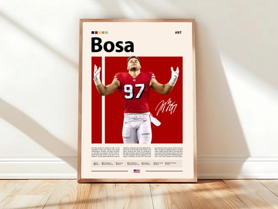 Nick Bosa Poster, San Francisco Print, football Poster, Sports Poster, football Fans, Football Poster, football Wall Art, Sports Bedroom Posters