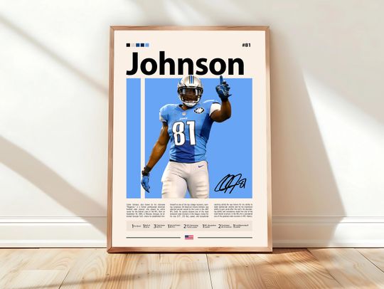 Discover Calvin Johnson Poster, Detroit Print, football Wall Art, Football Player Decor, Lions Fan Gift, Sports Bedroom, Man Cave Print