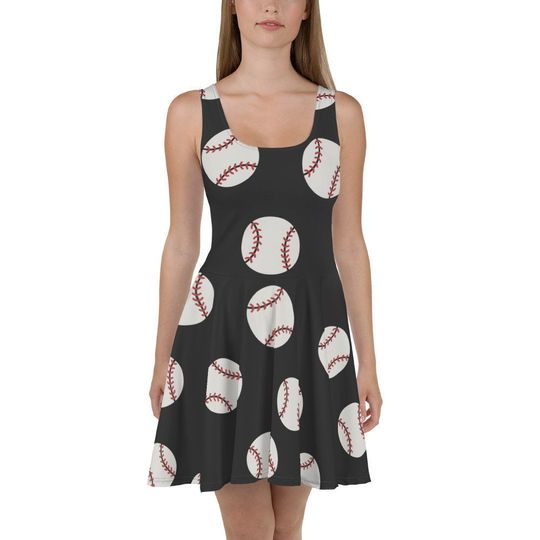 BASEBALL Skater Dress, Bodycon Fitted Dress, Skater Skirt - Women, Ladies, Girls, Fun, Date Night, Party Cocktail, Ball Game, Sport