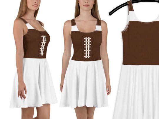 American Football Ball Skater Dress Women Running Sports Spandex Cosplay Halloween Costume Tank Fitted Stretchable Party Outfit