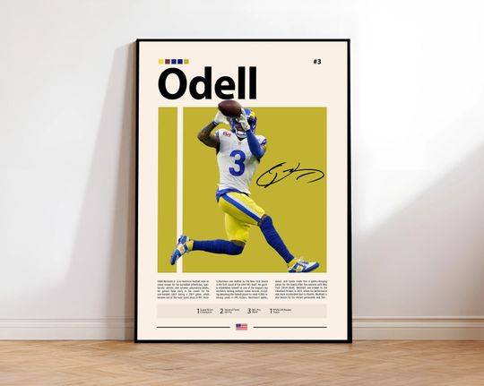 Discover Odell Beckham Jr. Poster, Los Angeles Print, football Wall Art, Football Player Decor, Rams Fan Gift, Sports Bedroom, Man Cave Print