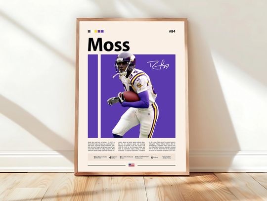 Randy Moss Poster, Minnesota Vikings Print, football Poster, Sports Poster, Football Poster, football Wall Art, Sports Bedroom Posters