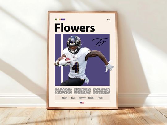 Zay Flowers Poster, Baltimore Ravens Print, football Poster, Sports Poster, football Fans, Football Poster, football Wall Art, Sports Bedroom Posters