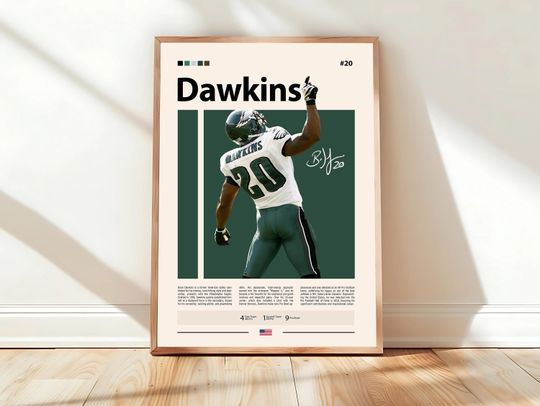 Brian Dawkins Poster, Philadelphia Eagles Poster, football Poster, Sports Poster, Football Poster, football Wall Art, Sports Bedroom Posters