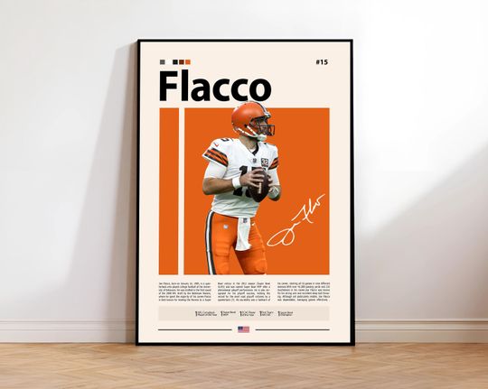 Joe Flacco Poster, Baltimore Ravens Print, football Wall Art, Football Player Decor, Ravens Fan Gift, Sports Bedroom, Man Cave Print