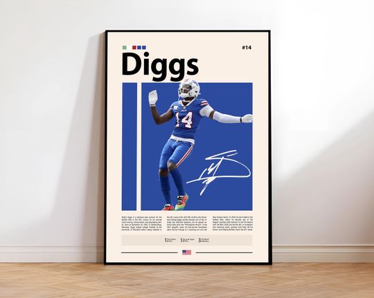 Discover Stefon Diggs Poster, Buffalo Bills Print, football Wall Art, Football Player Decor, Bills Fan Gift, Sports Bedroom, Man Cave Print