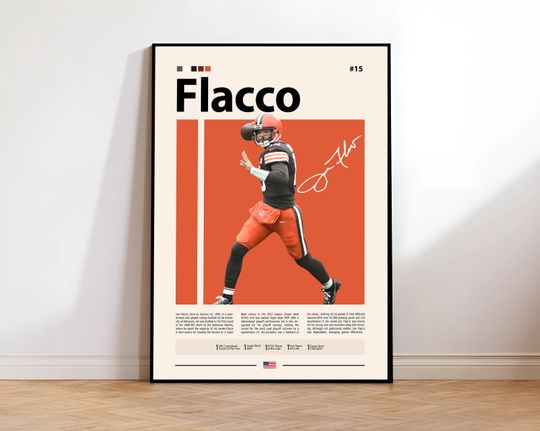 Joe Flacco Poster, Cleveland Browns Print, football Wall Art, Football Player Decor, Browns Fan Gift, Sports Bedroom, Man Cave Print