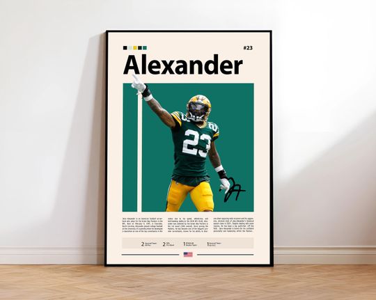 Jaire Alexander Poster, Green Bay Packers Print, football Wall Art, Football Player Poster, Packers Fan Gift, Sports Bedroom Decor, Man Cave Art