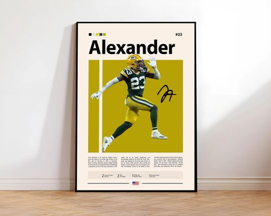 Jaire Alexander Poster, Green Bay Packers Print, football Wall Art, Football Decor, Packers Fan Gift, Sports Room Artwork, Man Cave Print