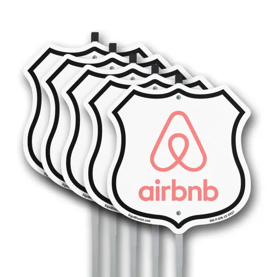 Discover Air B&B Shield Shaped Sign With Stake Weather Resistant Crafted in the USA