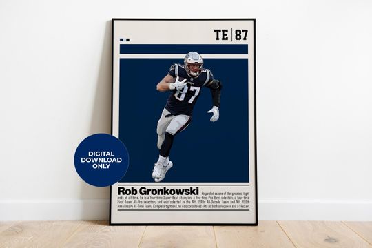 Rob Gronkowski Poster for Sports Fan Wall Art for Football Fans Modern Sports Decor for Bedroom & Office Wall Art