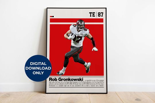 Discover Rob Gronkowski Poster for Sports Fan Wall Art for Football Fans Modern Sports Decor for Bedroom & Office Wall Art