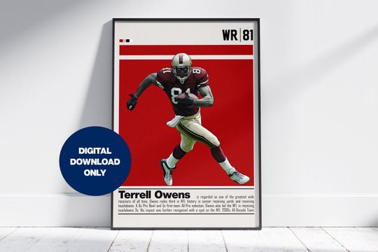 Discover Terrell Owens Poster for Sports Fan Wall Art for Football Fans Modern Sports Decor for Bedroom & Office Wall Art