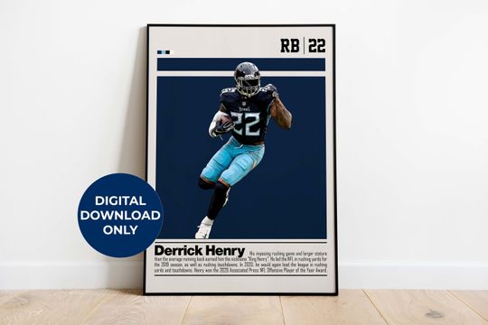 Derrick Henry Poster for Sports Fan Wall Art for Football Fans Modern Sports Decor for Bedroom & Office Wall Art