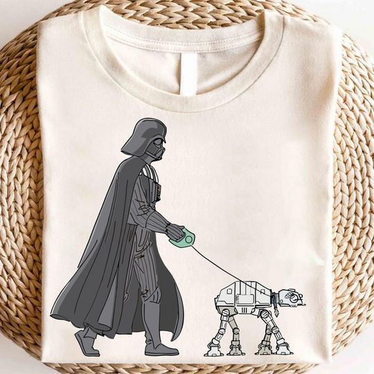 Funny Darth Vader Walking AT-AT Dog T-Shirt, Star Wars Humor Tee for Men Women