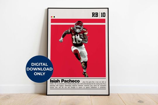 Discover Isiah Pacheco Poster for Sports Fan Wall Art for Football Fans Modern Sports Decor for Bedroom & Office Wall Art